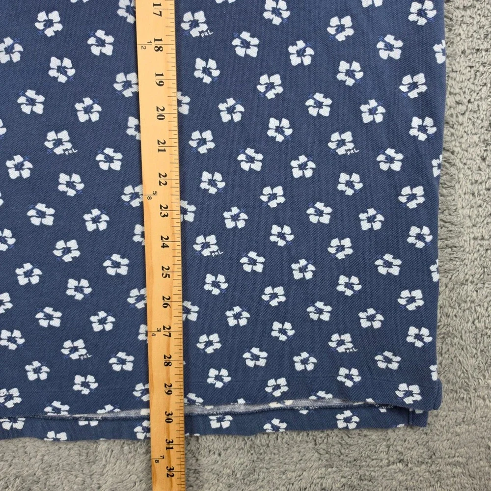 Polo Ralph Lauren Polo Shirt Mens XXL Blue Hibiscus Floral Classic Fit Cotton